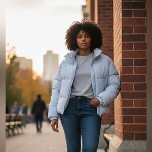 Levi’s Air Blue Cinched Puffer Jacket Woman M EUC